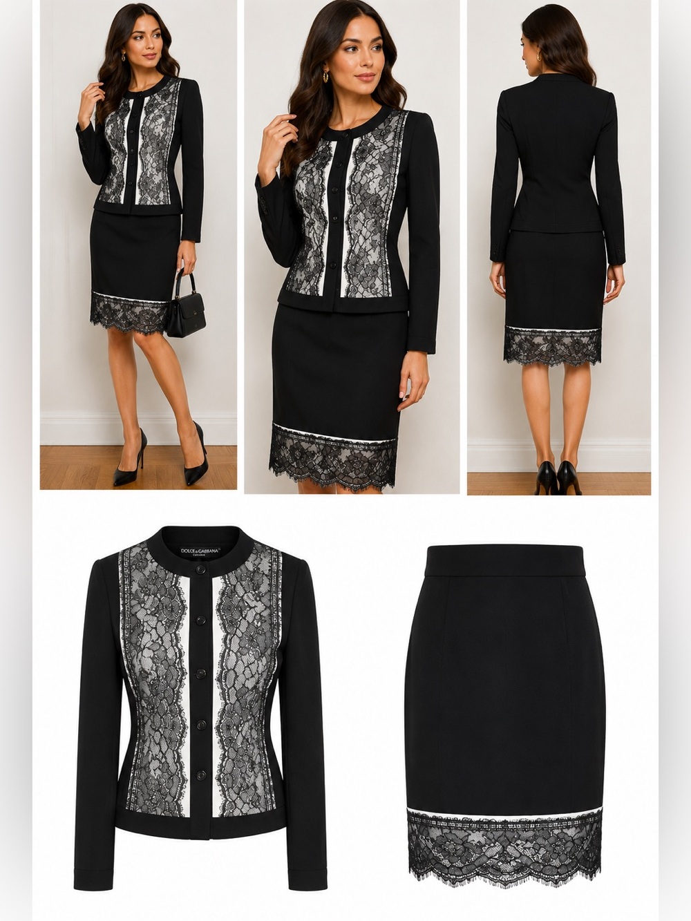 Dolce & Gabbana Silk Skirt Suit New without Tags